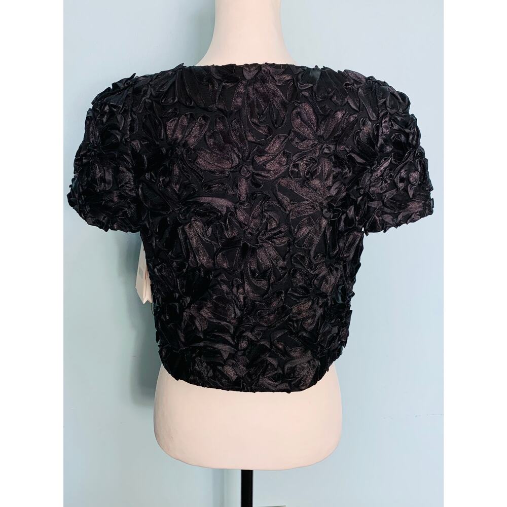 NWT Anthropologie Leifsdottir Black Floral Textured Short Sleeve Jacket Size 6 - Picture 4 of 8